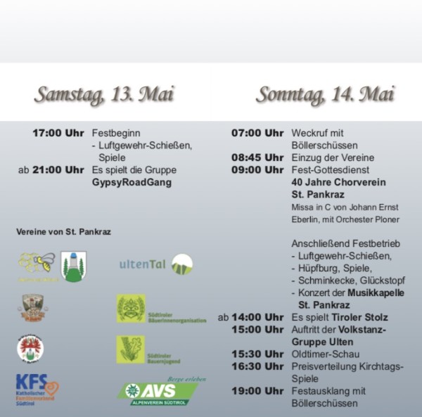 Festprogramm - Pankrazer Kirchtag 2