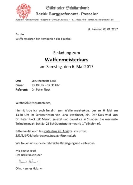 Waffenmeister Kkurs 2017