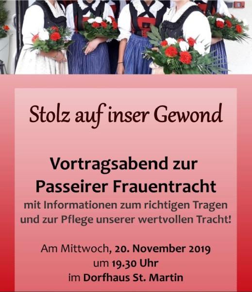 2019_St.Martin Passeier_Einladung Vortrag Passeirer Frauentracht