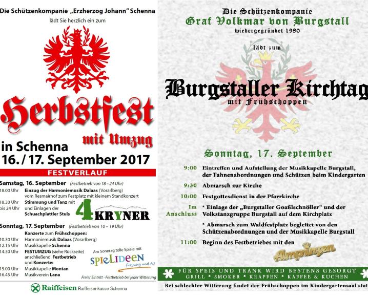 2017_Einladung Herbstfest Schenna Kirchtag Burgstall