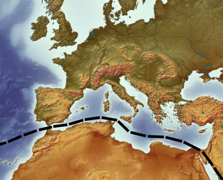 Europa Karte Satelit Grenze Mittelmeer 01